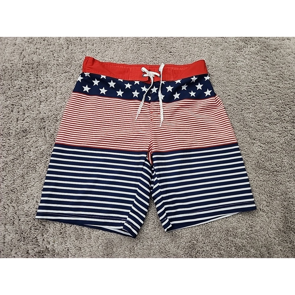 Ocean Coast Board Shorts Mens L Red Patriotic American Flag Stars Stripes